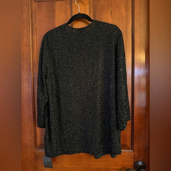 Naeem Khan Timeless Women's Black Fully Beaded Silk Jacket size L - Picture 4 of 6